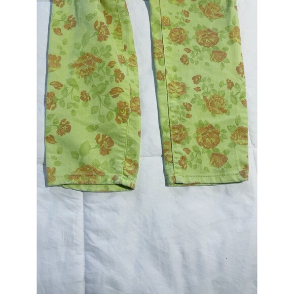 Women's Forever 21 Skinny Jeans Pants - Green Flowered Floral Jeans - Size 28 - Picture 4 of 5